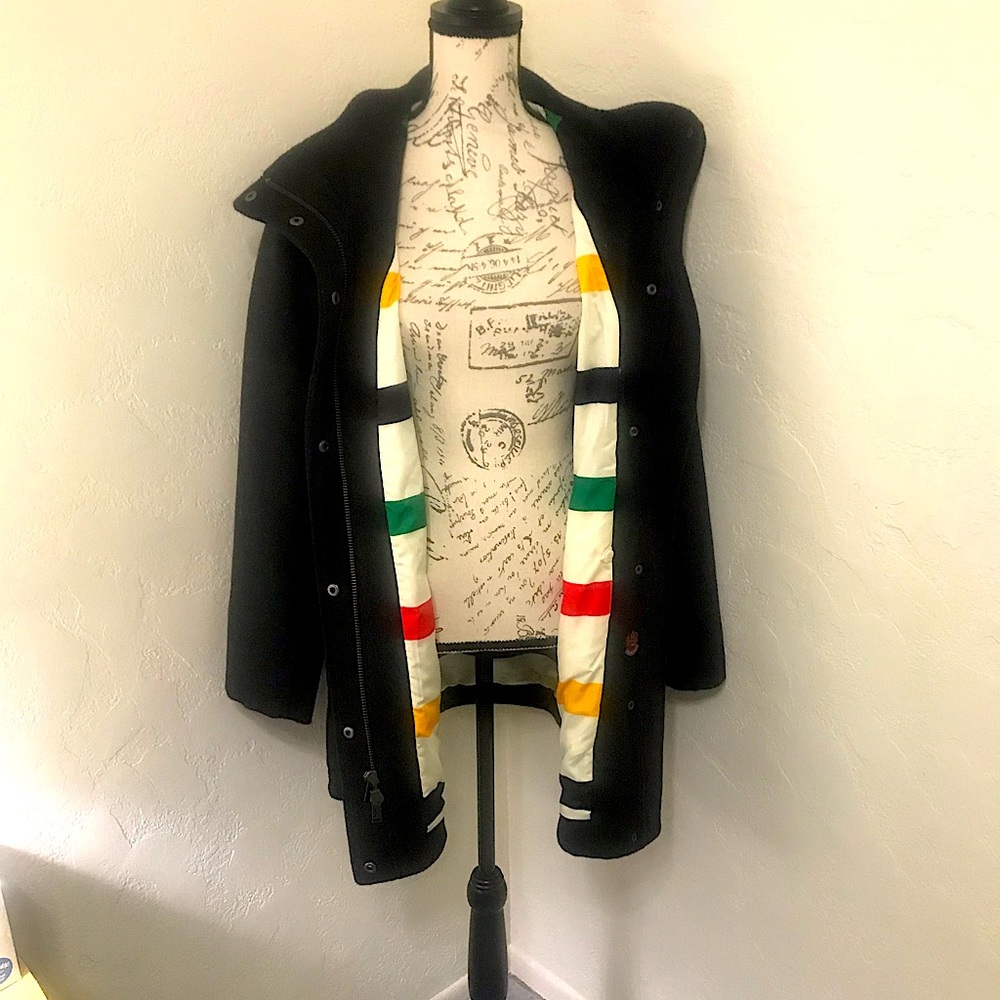Pendleton Charcoal Women Black Wool Winter Coat.
